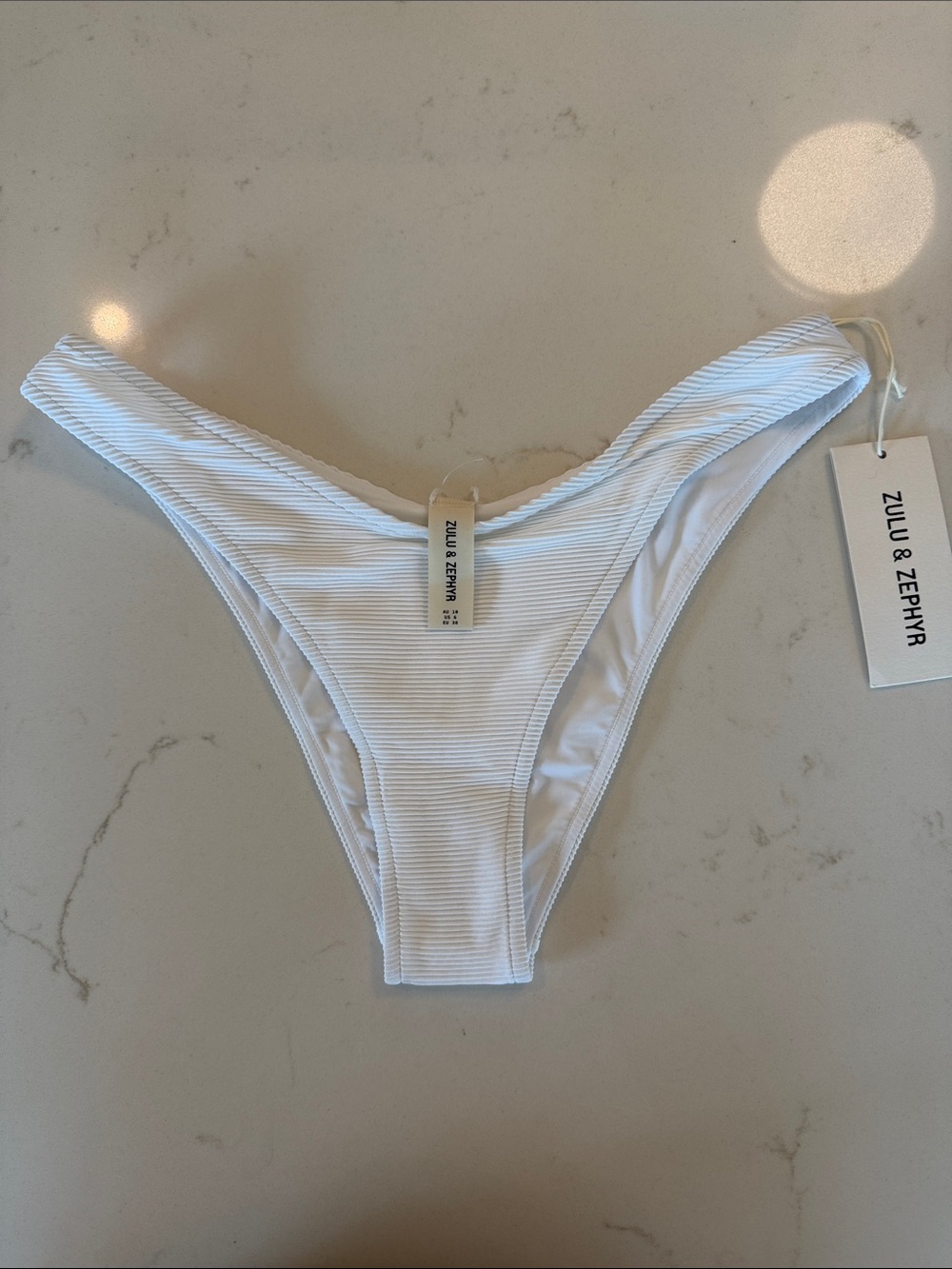 Zulu & Zephyr Swim Signature Bright White Ribbed Curve Bottom